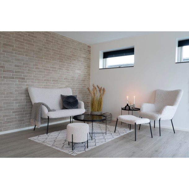 Coozy - Taburet i hvid kunst lammeskind