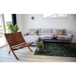 Lima - Lnestol i brunt lder og teaktr