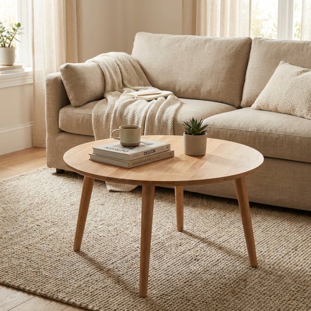 CT 10 - soffbord i massiv ek, � 90 cm