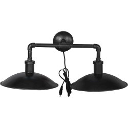 Moorse - Industriel Vglampe i mrkt jern med to skrme