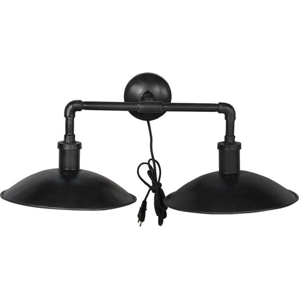 Moorse - Industriel Vglampe i mrkt jern med to skrme