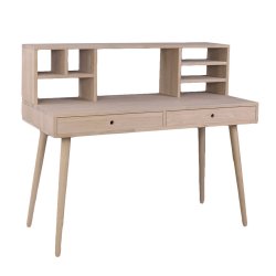 Orlando - Skrivebord med 2 skuffer og overbygning, eg