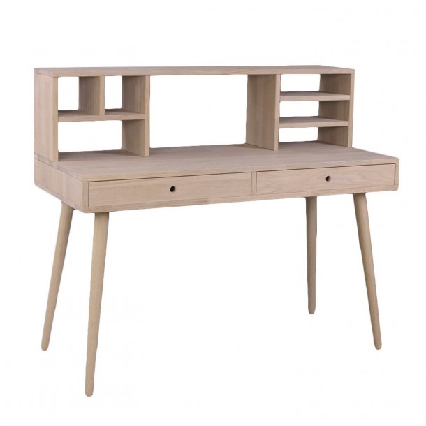 Orlando - Skrivebord med 2 skuffer og overbygning, eg