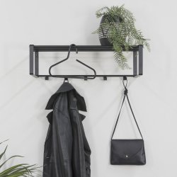 Dinex - Hattehylde i sort metal, bredde 70 cm.
