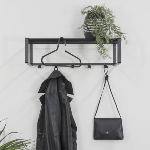 Dinex - Hattehylde i sort metal, bredde 70 cm.