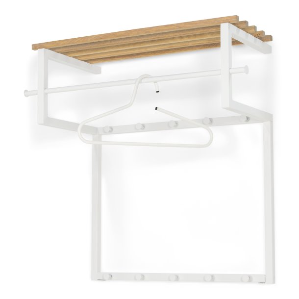 Razor - Hattehylde i hvid metal og egetr