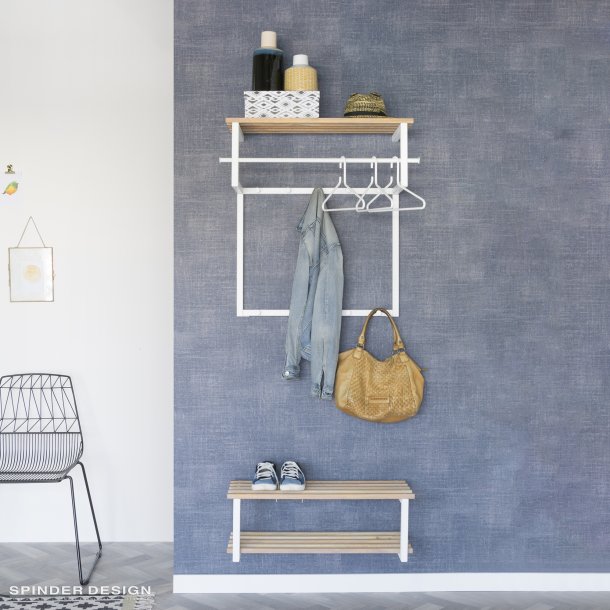 Razor - Hattehylde i hvid metal og egetr