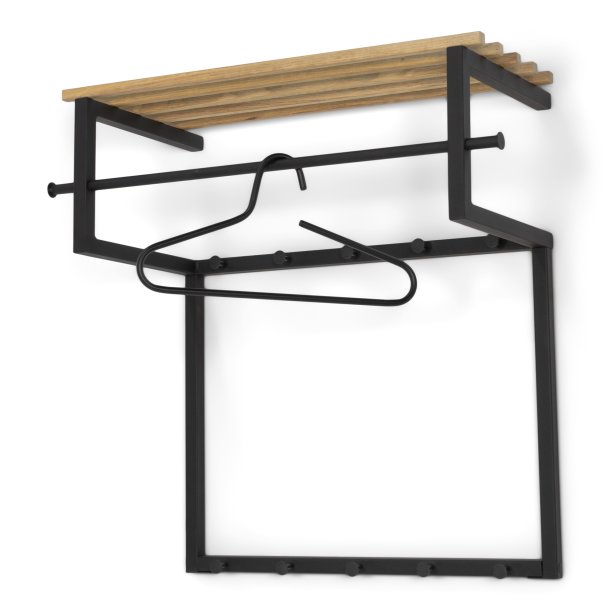 Razor - Hattehylde i sort metal og egetr