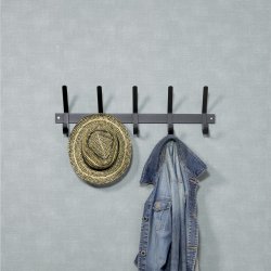 Gancho - Knagerkke med fem knager i sort metal