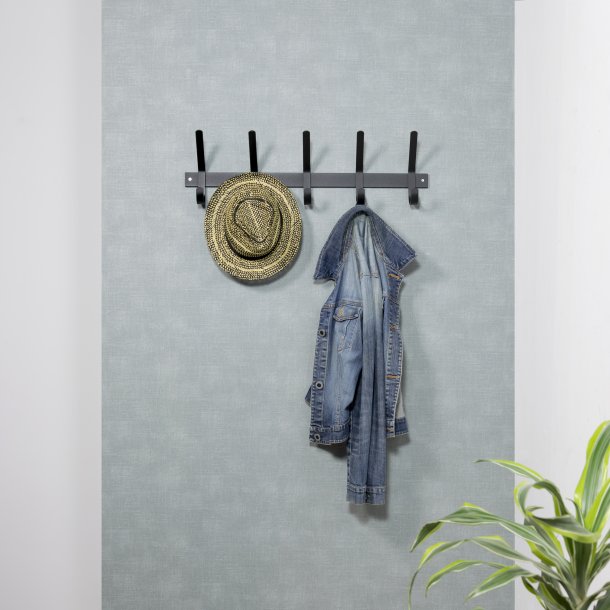 Gancho - Knagerkke med fem knager i sort metal