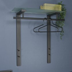 Peyto - Hattehylde i sort metal og hvidt glas