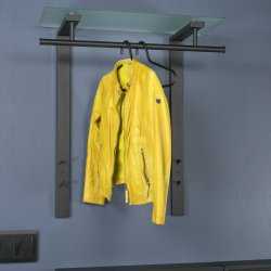 Peyto - Hattehylde i sort metal og hvidt glas