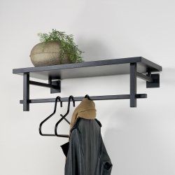 Simpson - Hattehylde i sort metal og sort tr- bredde 76 cm.