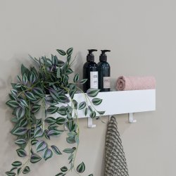 Maxi - Hylde, knage i hvid metal med 5 knager