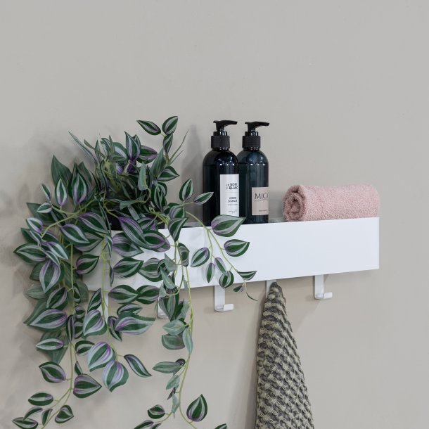 Maxi - Hylde, knage i hvid metal med 5 knager