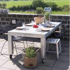 Rock-Solid - spisebord i galvaniseret stl, 76 x 213 x hjde 74 cm