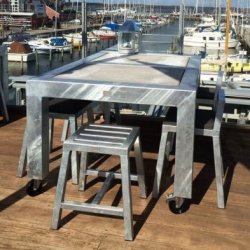 Rock-Solid - spisebord i galvaniseret stl, 100,5 x 155 x hjde 74 cm