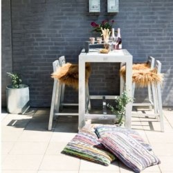 Rock-Solid - barbord i galvaniseret stl, uden hjul, 67 x 124 x hjde 100 cm