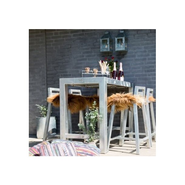 Rock-Solid - barbord i galvaniseret stl, uden hjul, 67 x 124 x hjde 100 cm