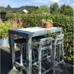 Rock-Solid - barbord i galvaniseret stl, uden hjul, 67 x 124 x hjde 100 cm