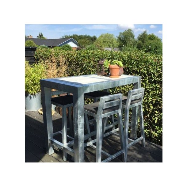 Rock-Solid - barbord i galvaniseret stl, uden hjul, 67 x 124 x hjde 100 cm