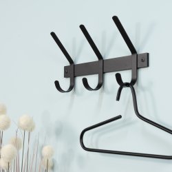 Gancho - Knagerkke med tre knager i sort metal