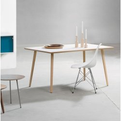 DT 110 - Spisebord i hvid laminat med egeben