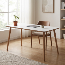 Dimm - Skrivebord, hvid h�jtrykslaminat, ege ben