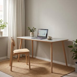 Dimm - Skrivebord, lysegr� h�jtrykslaminat, ege ben