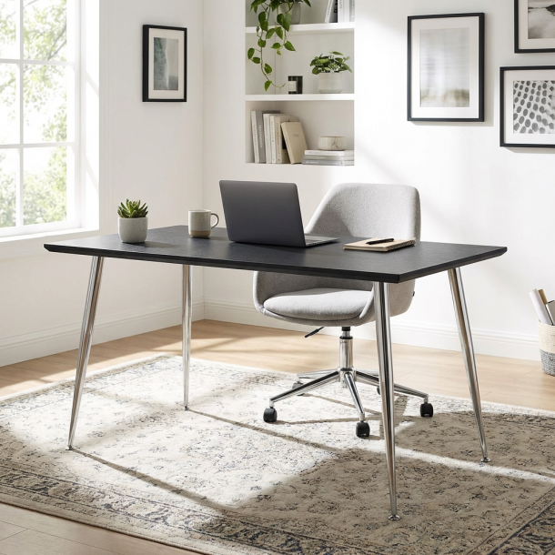 Scholar - Skrivebord, sort h�jtrykslaminat, metal ben