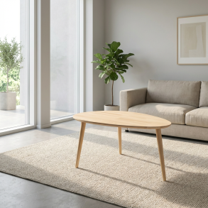 CT 10 - Soffbord i massiv bok med droppform och storlek 74 x 55 cm