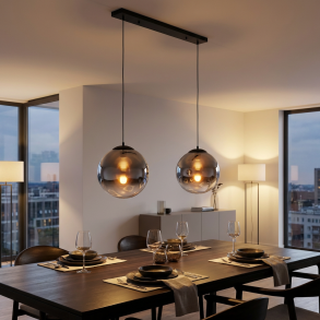 Mengoni - Loftlampe med to r�gfarvede glaskupler