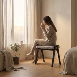 Elam - Taburet i sortbejdset eg, fem forskellige s�der