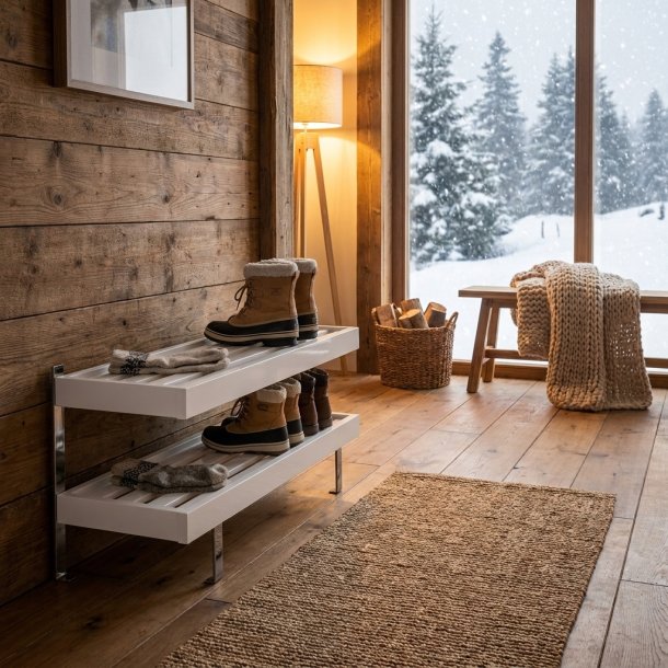 Hall - Dobbelt skohylde som gulvmodel med en bredde p� 100 cm