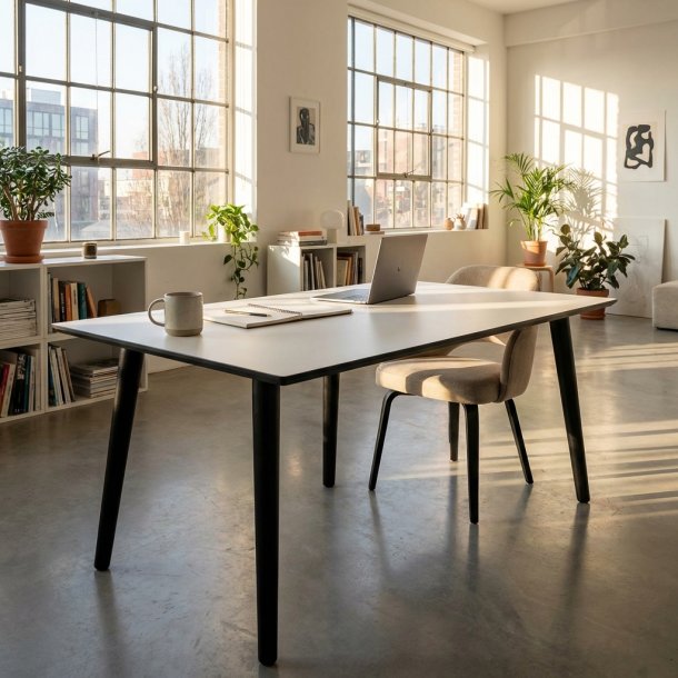  DT 110 - Matbord i vit laminat med svarta tr�ben