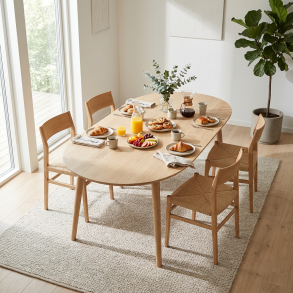 DT 100 - Ovalt matbord i massiv ek med sex storlekar