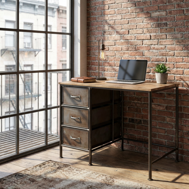  Thomas skrivbord med metalll�dor