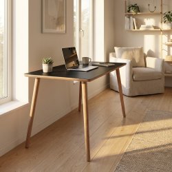 Dimm - Skrivebord, sort h�jtrykslaminat, ege ben