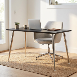 Scholar - Skrivebord, sort h�jtrykslaminat, metal ben