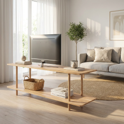 Loop - TV-hylla med tv� hyllplan i massiv ek och en bredd p� 140 cm