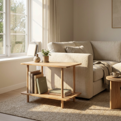 Loop - Reol-bord med to hylder i massiv eg og en bredde p� 70 cm