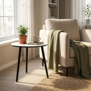 CT 20 - Sofabord i hvid laminat med sorte tr�ben, v�lg mellem 4 st�rrelser