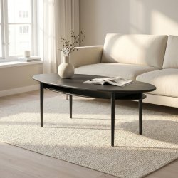 Veleta, Elipseformet sofabord i massiv eg og fem forskellige finish, 140 X 56 cm