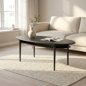 Swedish, Elipseformet sofabord i massiv eg og fem forskellige finish, 140 X 56 cm