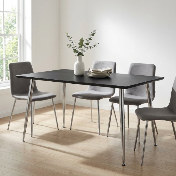 Scott - Matbord i svart laminat med metallben