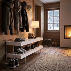 Hall - Dobbelt skohylde som gulvmodel med en bredde p� 100 cm