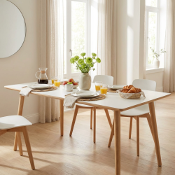 DT 110 - Spisebord i hvid laminat med egeben