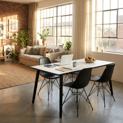  DT 110 - Matbord i vit laminat med svarta tr�ben