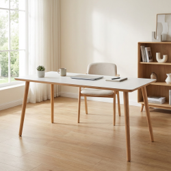 Dimm - Skrivebord, hvid h�jtrykslaminat, ege ben