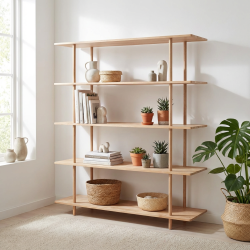 Loop - Reol med fem hylder i massiv eg og bredde 140 cm